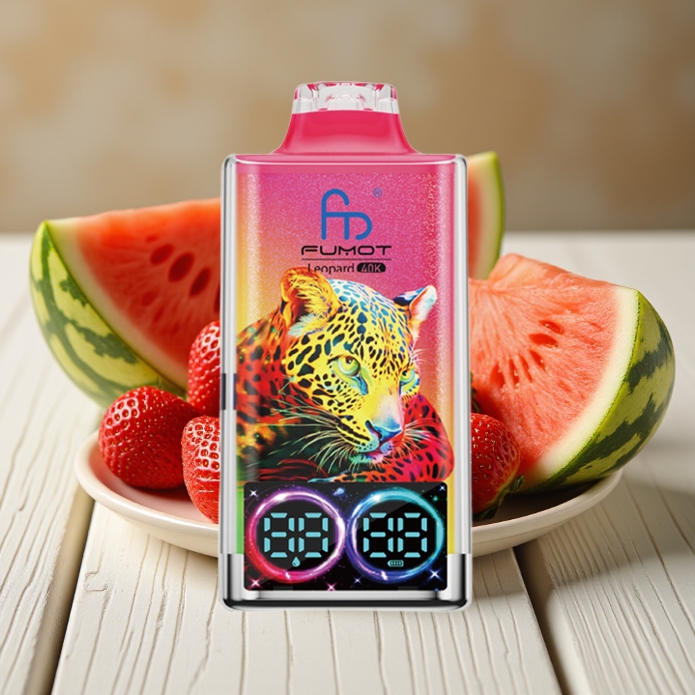 Fumot Leopard 40K Puffs Disposable Vape Φράουλα Καρπούζι 5% Nicotine Dual Mesh