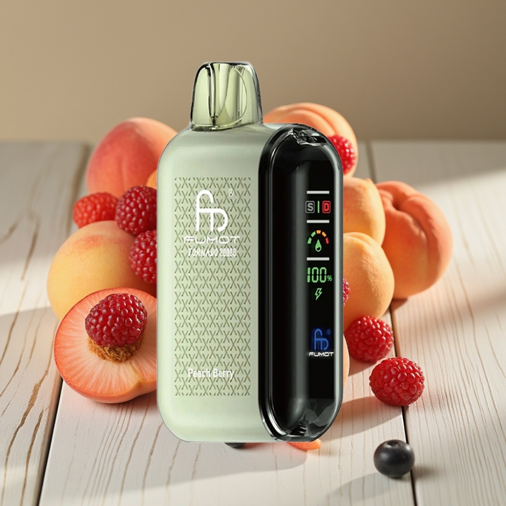 Fumot Tornado 20000 Puffs Απορριπτέο Vape Ροδάκινο Μούρο Dual Mesh Coil