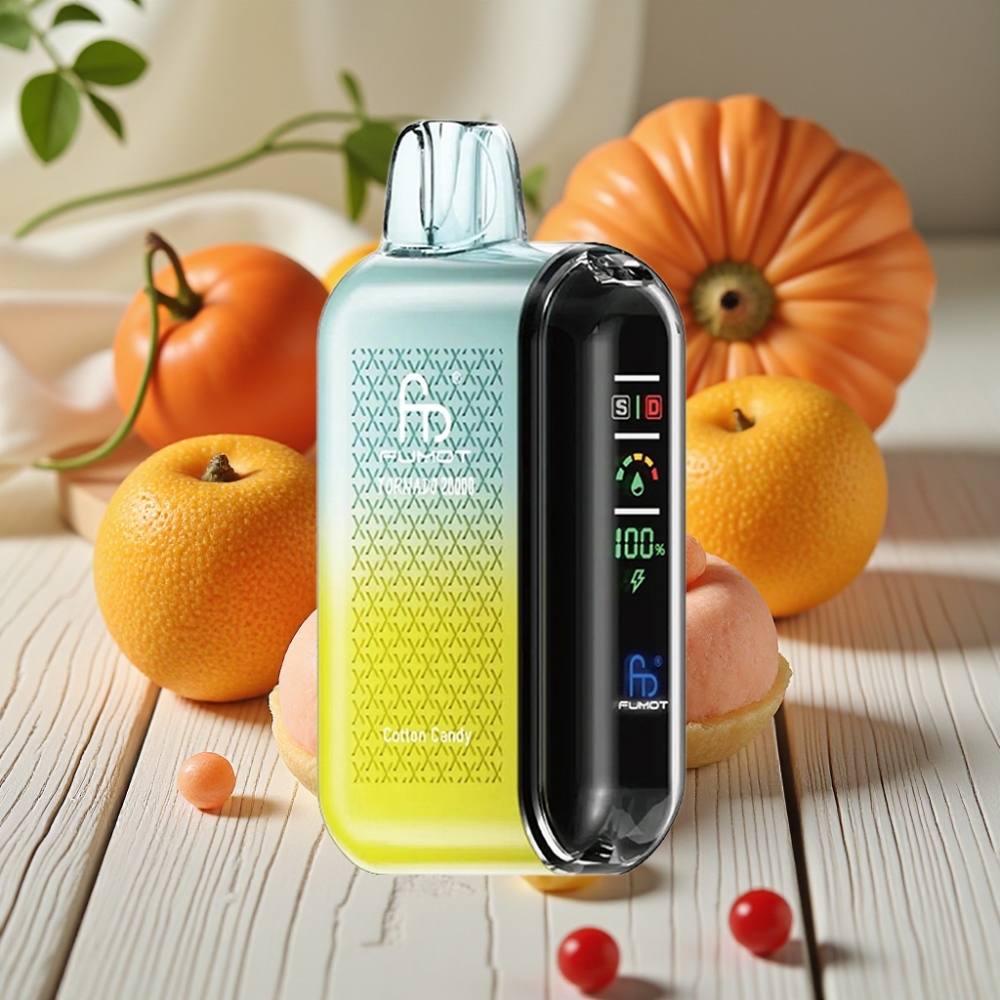 Fumot Tornado 20000 Puffs Απορριπτόμενο Vape Βαμβακερή Ζάχαρη Dual Mesh Coil 850mAh