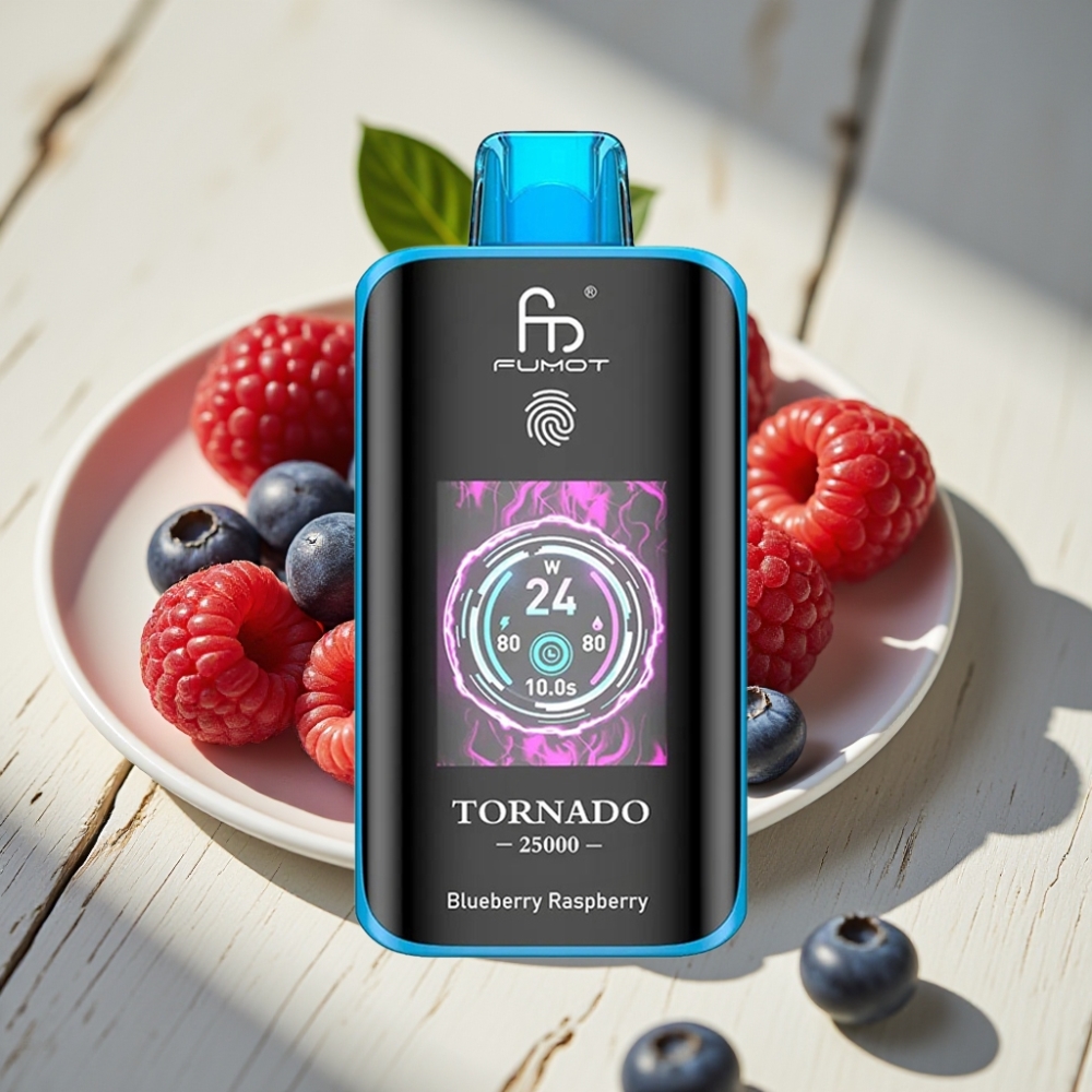 Fumot Tornado 25000 Puffs Disposable Vape Μπλε Βατόμουρο και 20ml E-liquid