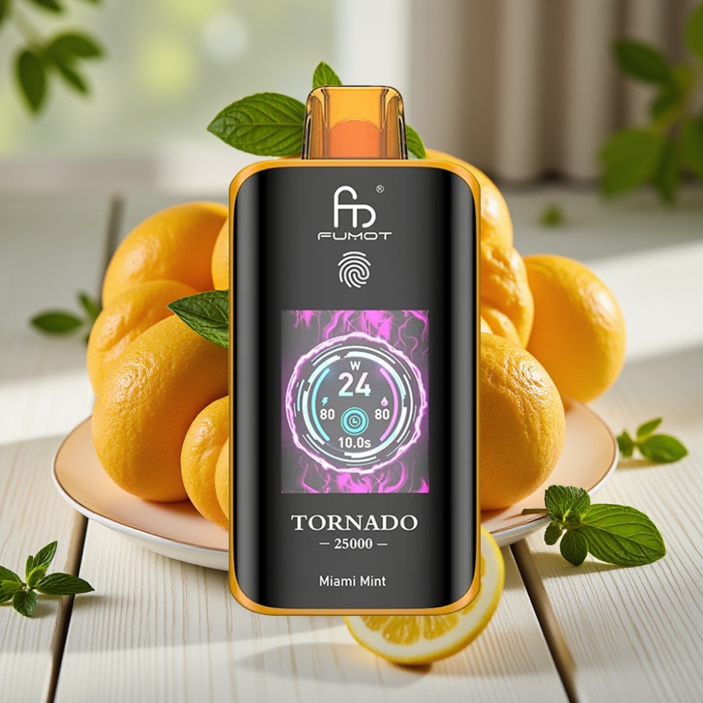Fumot Tornado 25000 Puffs Disposable Vape Μαϊάμι Μέντα με HD Screen & 700mAh