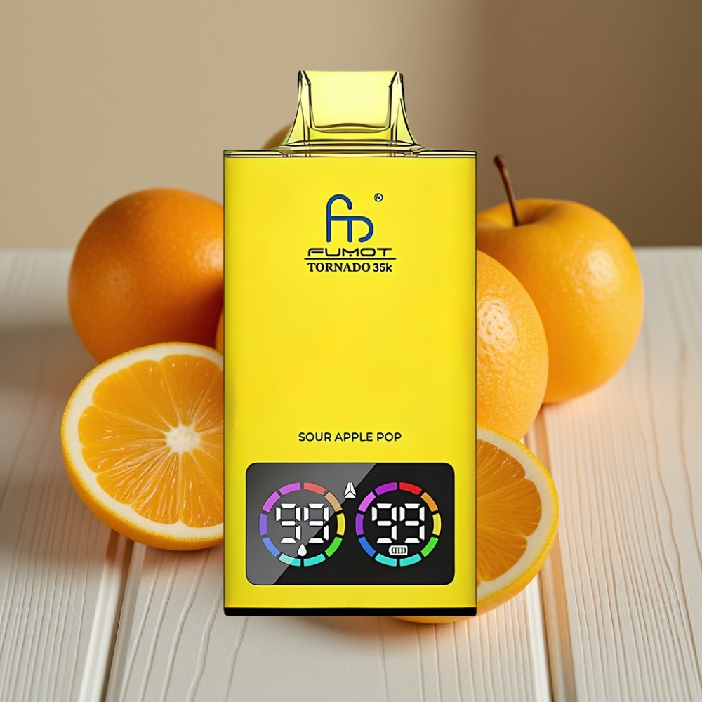 Fumot Tornado 35000 Disposable Vape Ξινόμηλο Ποπ με Dual Mesh Coil και RGB Lights