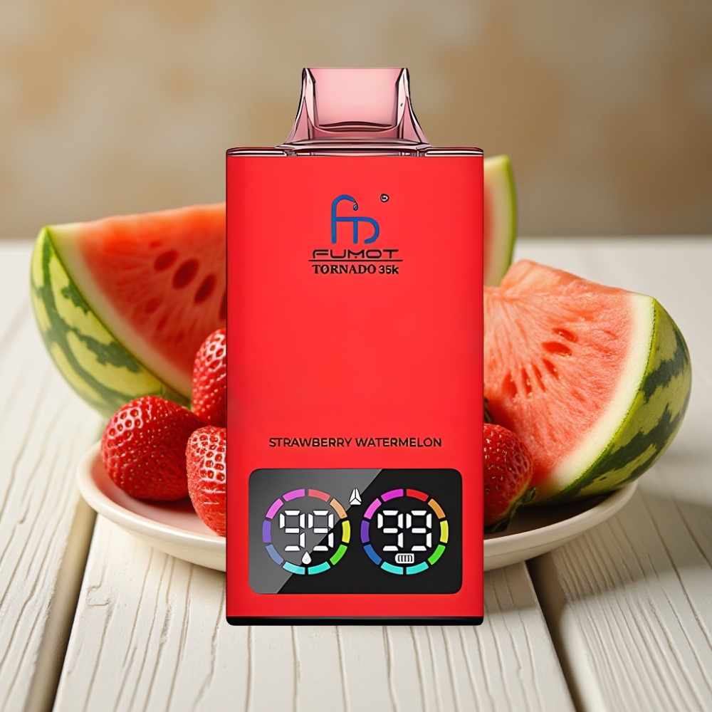 Fumot Tornado 35K Disposable Vape Φράουλα Καρπούζι με Dual Mesh Coil και RGB