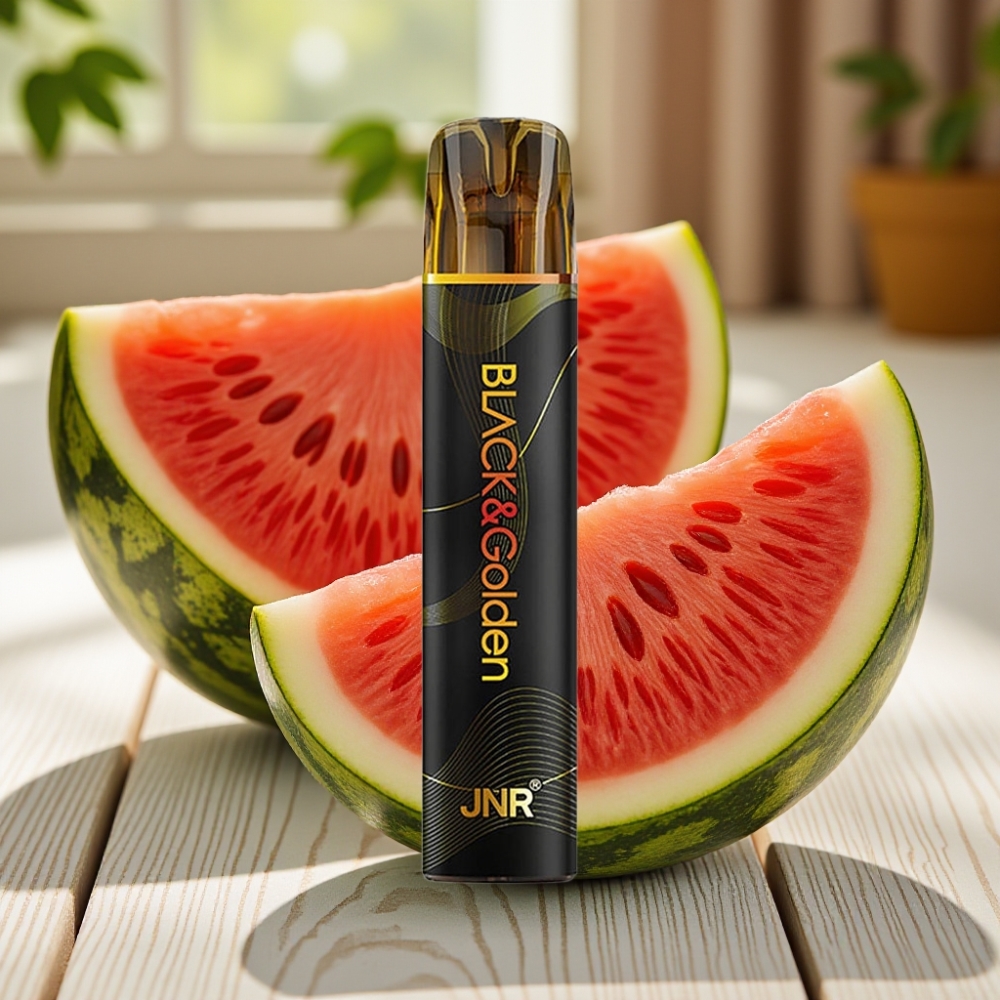 JNR Black&Golden 600+200 Puffs vape distributor Greece Αχλάδι Τσίχλα Disposable Vape