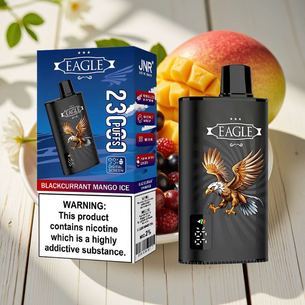 JNR EAGLE Smart 23000 Puffs Disposable Vape Μαυροκουμπούρο Μάνγκο Πάγος με Ψηφιακή Οθόνη και Ρυθμιζόμενη Ροή Αέρα