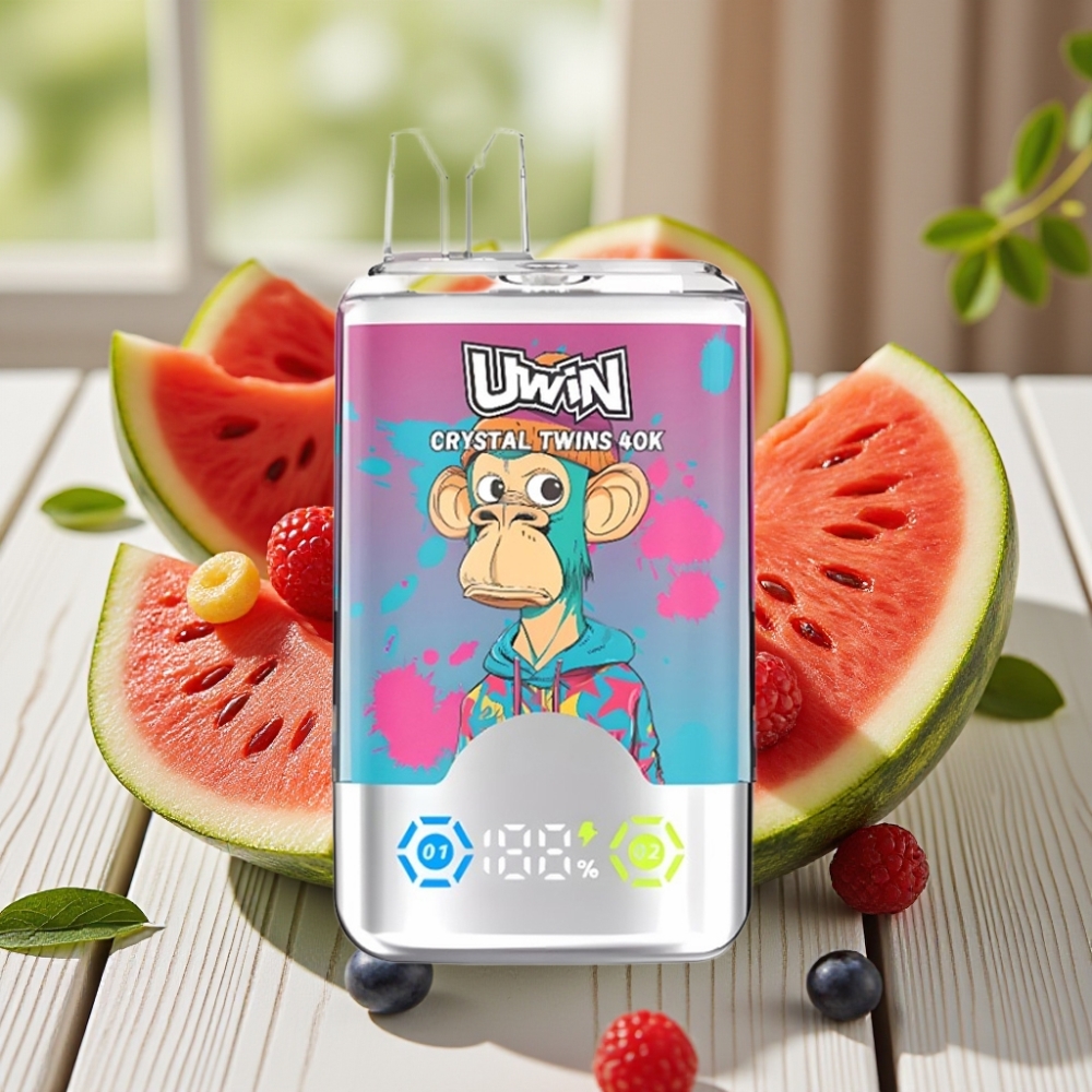 UWIN Crystal Twins 40000 Puffs Αδιαβατικό Υδροπονικό Καρπούζι Παγωμένο Μεικτά Μούρα