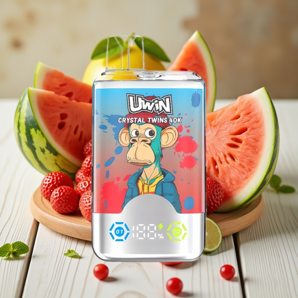 Uwin Crystal Twins 40000 Ατμοί Απορριπτόμενη Τσιγαροηλεκτρονική Φράουλα Καρπούζι Λεμόνι Λάιμ