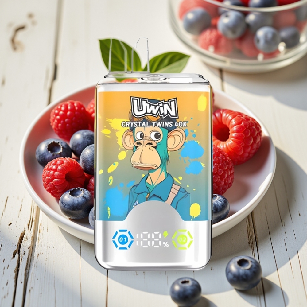 Uwin Crystal Twins 40000 Puffs Αναψυκτικό Μπλε Μούρο Κεράσι Πάγωμα