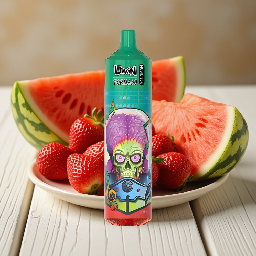 Uwin Tornado 35K Μουσικό Disposable Vape Φράουλα Καρπούζι 600mAh