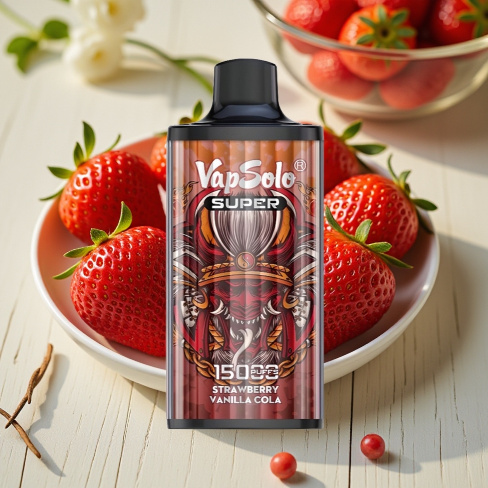 Vapsolo Super 15000 Puffs vape distributor Greece Φράουλα Βανίλια Κολά