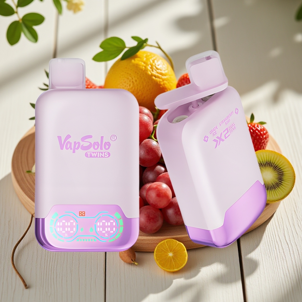 Vapsolo Twins 20000 Puffs Απορριπτόμενο Vape Σταφύλι Πάγος & Φράουλα Κίβι